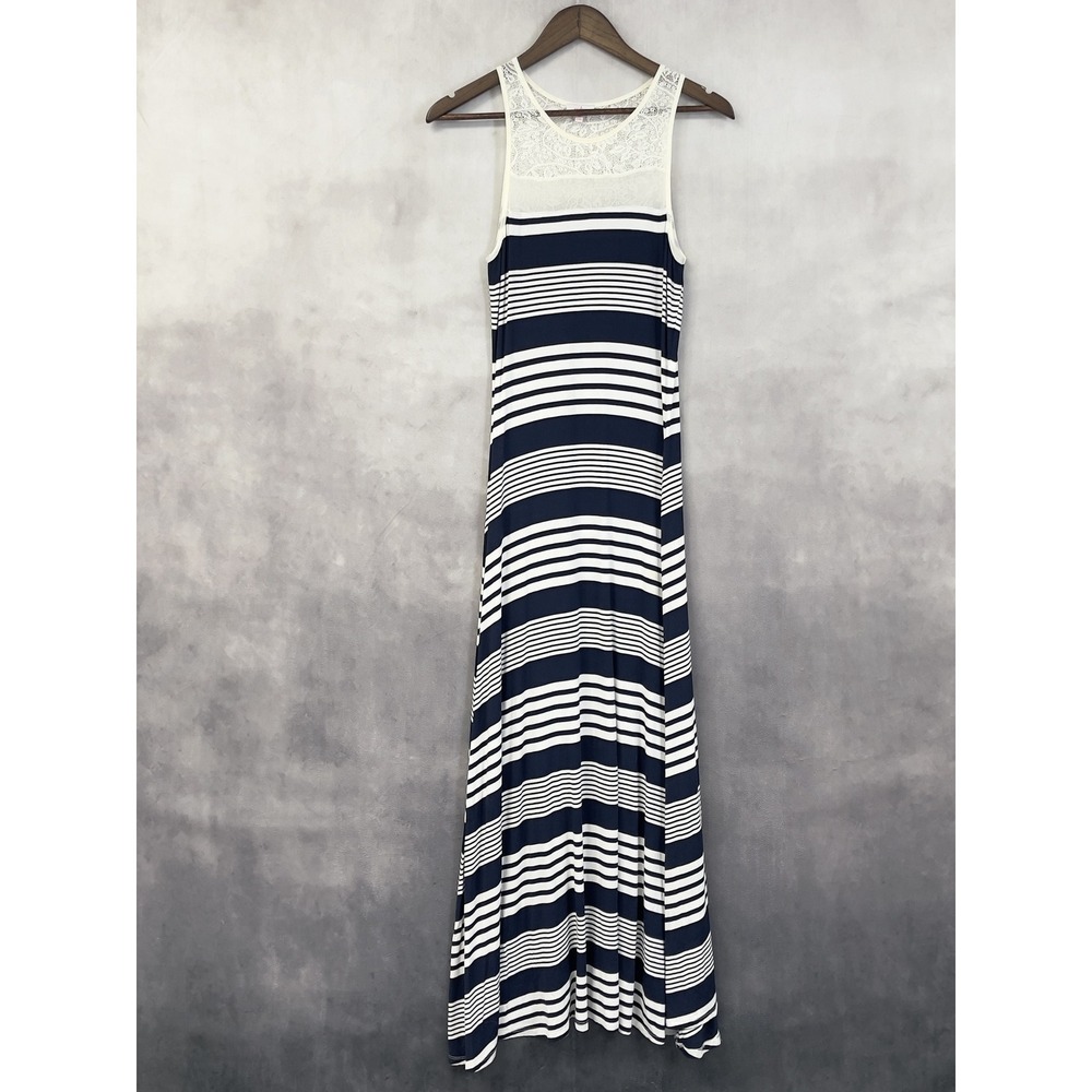 Pixley Striped Maxi Sundress Size‎ X-Small Lace Stretch Nautical Preppy Coastal